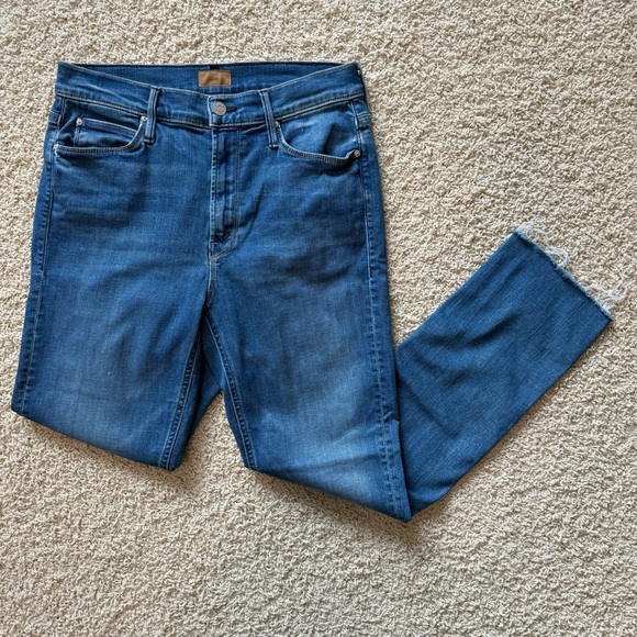 MOTHER The Mid Rise Dazzler Ankle Fray Medium Blue Wash 29 - Picture 13 of 13